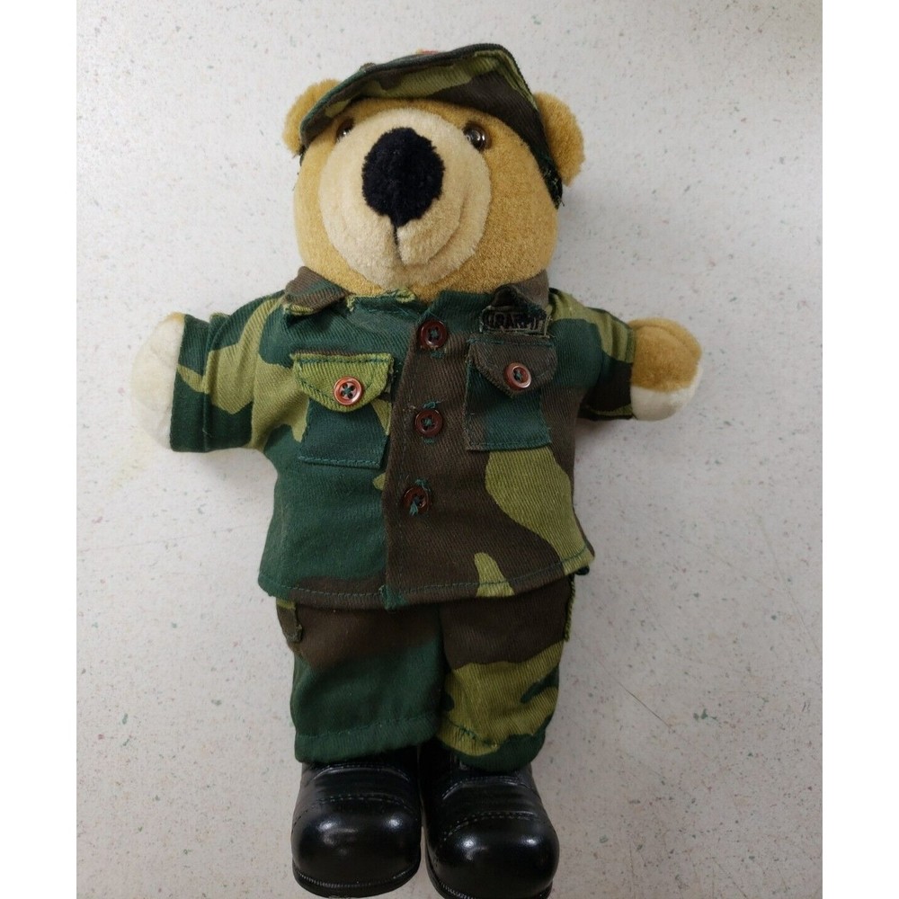 Vintage JJ Wind Patriot Bear U.S. Army Soldier Plush Toy 11"  Camouflage 1994